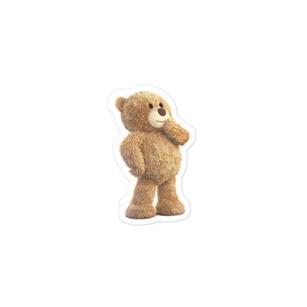 Thinking Teddy Bear Sticker – Cute & Fluffy Design