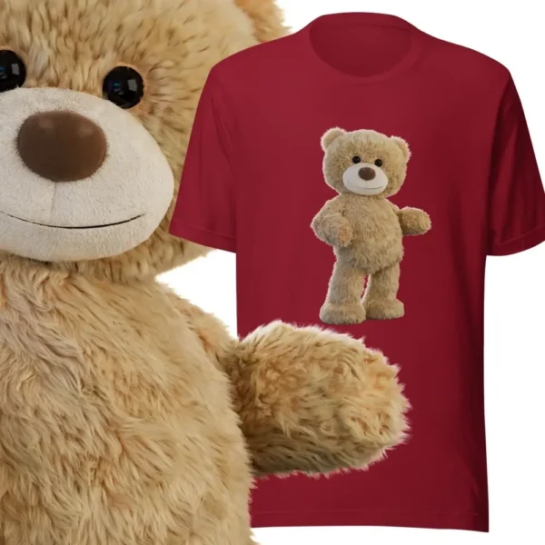 Fluffy Chill Teddy – unisex t-shirt with a relaxed 3D fluffy bear